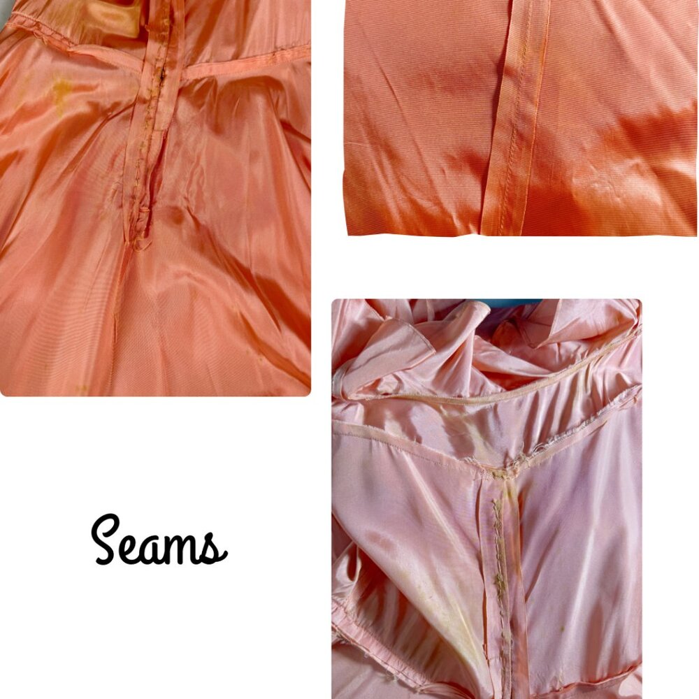 Vintage 1930s Wounded Bird Peach Ruffled Off Shoulder Gown Size S - Picture 8 of 8